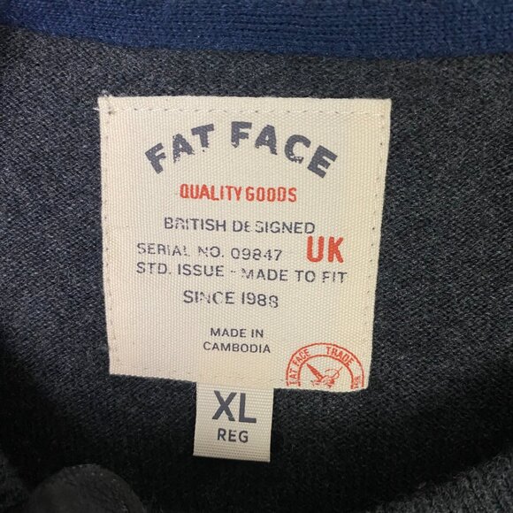 Fat Face Sweater Men's XL Charcoal Gray Wool Cotton Crew Neck - Picture 4 of 9